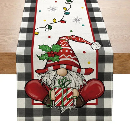 Rynx | Linen Christmas Table Runner Snowman Christmas Tree Home Dining Table Cloth Tablecloth 2023 Christmas Noel Christmas Decorations 2024