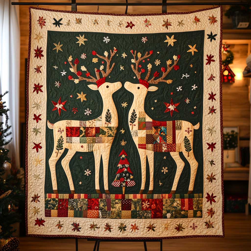 Rynx | Reindeer Patchwork Christmas Blanket