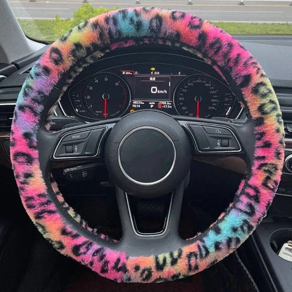 Rynx | Universal Plush Leopard Car Steering Wheel Cover