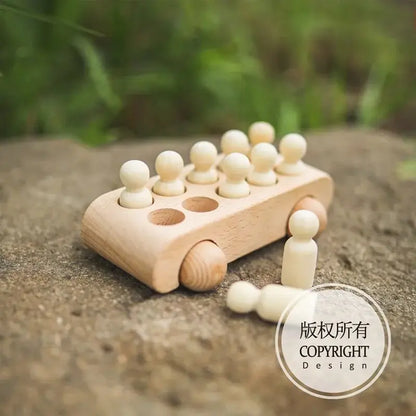 Rynx | Educational Wooden Train Set for Babies - Montessori-Inspired Learning Toy with Trolley and Number Blocks