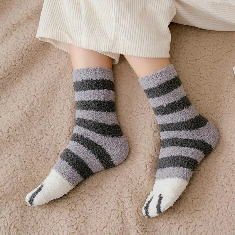 Rynx | Cozy Cat Paw Socks – Plush Fleece Ankle Socks with Elastic Fit