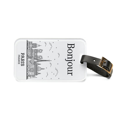 Rynx | Elegant personalized acrylic luggage tags with stylish leather strap for discerning travelers