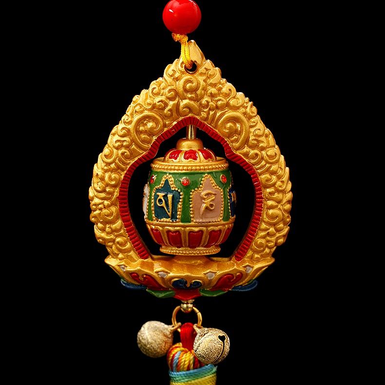 Rynx | Tibetan Ping'an hanging with Tantric Ten Phases Free Spinning Drum, Vajra mortar Bilanheng decorative pendant