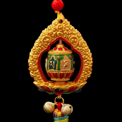Rynx | Tibetan Ping'an hanging with Tantric Ten Phases Free Spinning Drum, Vajra mortar Bilanheng decorative pendant