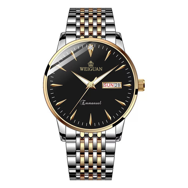 Rynx | Full-automatic Fashion-based Men's Double Calendar Luminous Waterproof Watch Gold strap Black Noodles