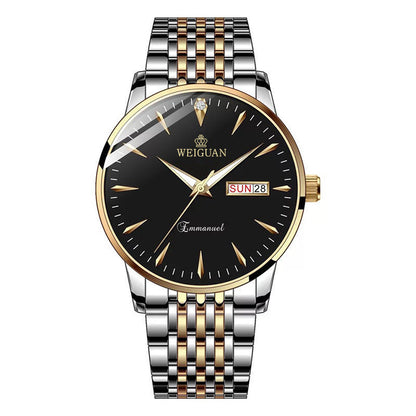 Rynx | Full-automatic Fashion-based Men's Double Calendar Luminous Waterproof Watch Gold strap Black Noodles