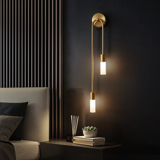 Rynx | Meza Modern LED Wall Lamp, 2-Light, Stick, Gold, Living Room