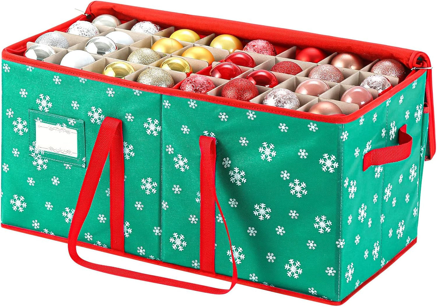 Rynx | Large Christmas ornament storage container box with zipper closure