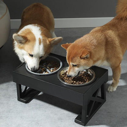Rynx | Adjustable Double Elevated Dog Bowls with Slow Feeder and Non-Slip Stand