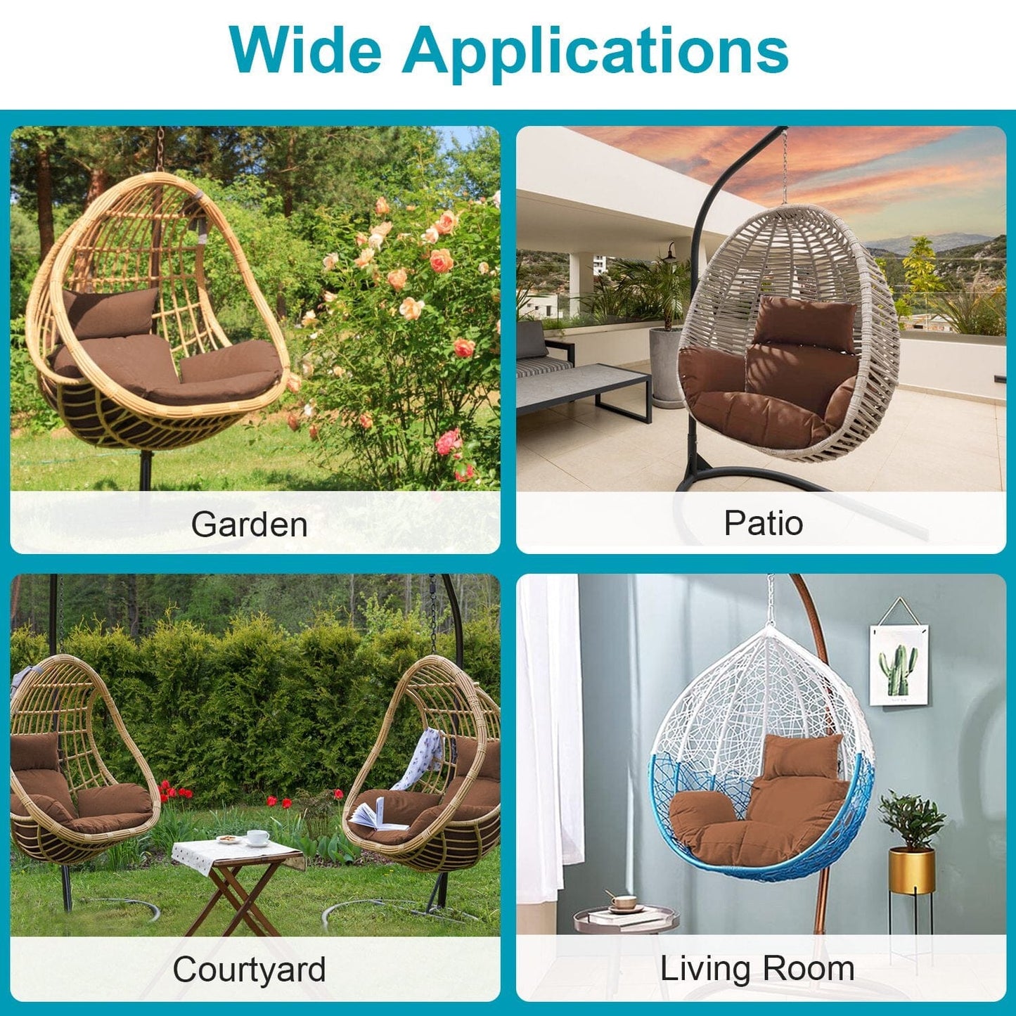 Rynx | Egg Chair Hanging Basket Seat Cushion with Headrest