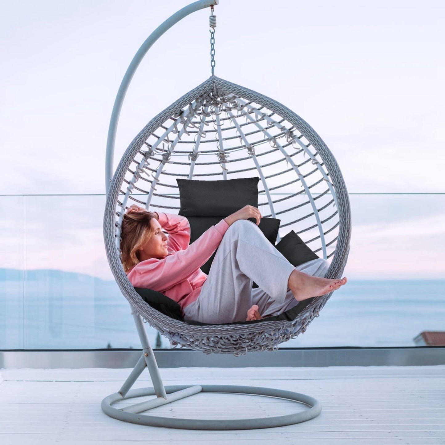 Rynx | Egg Chair Hanging Basket Seat Cushion with Headrest