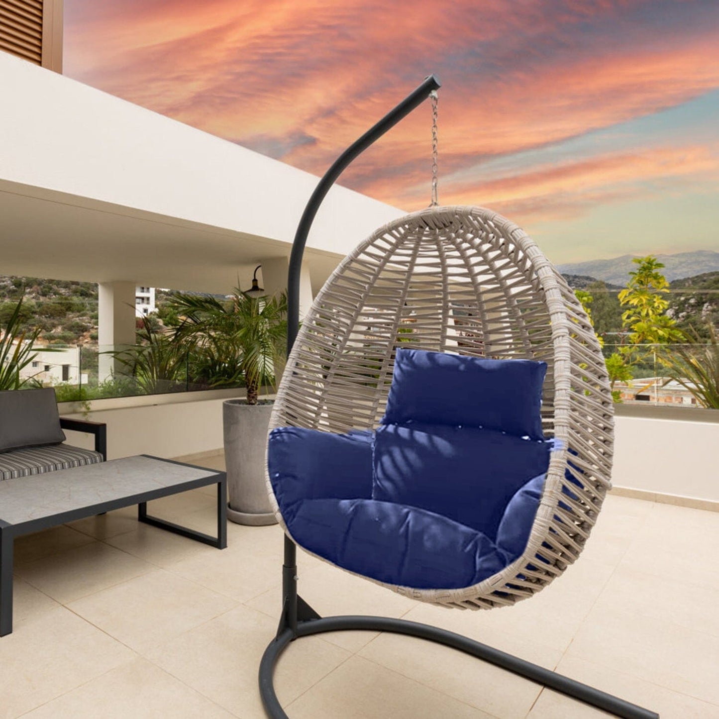 Rynx | Egg Chair Hanging Basket Seat Cushion with Headrest