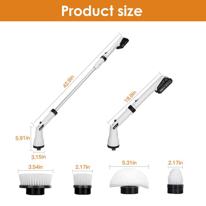 Rynx | Electric wireless rotating scrub brush with 4 interchangeable heads