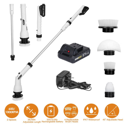 Rynx | Electric wireless rotating scrub brush with 4 interchangeable heads
