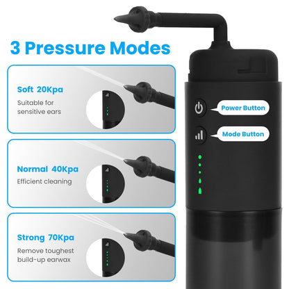 Rynx | Electric ear wax removal set with 3 modes 6 ear tips IPX7 waterproof USB rechargeable