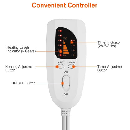 Rynx | Electric Heating Blanket for Feet with 6 Heat Settings 4 Timer Settings