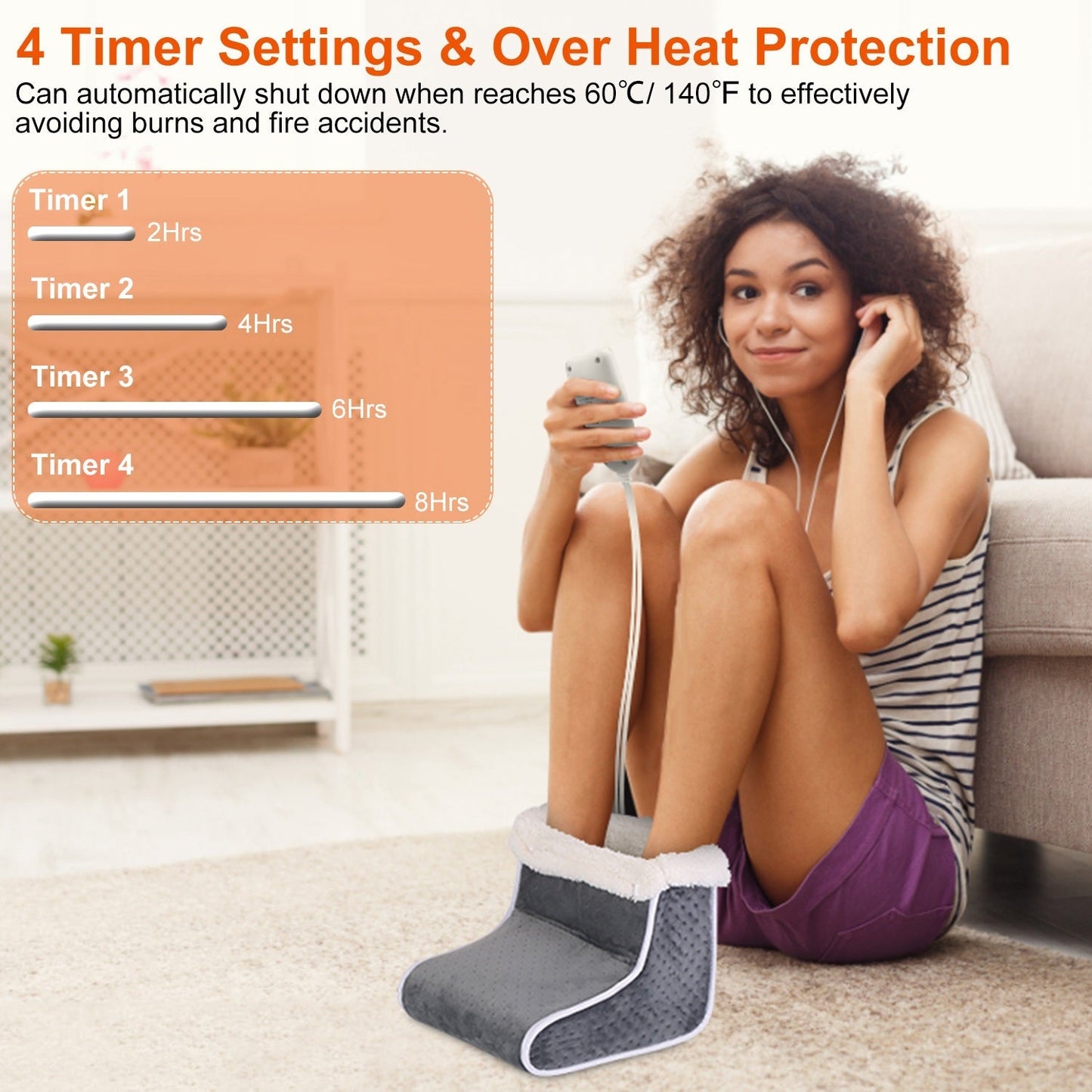 Rynx | Electric Heating Blanket for Feet with 6 Heat Settings 4 Timer Settings
