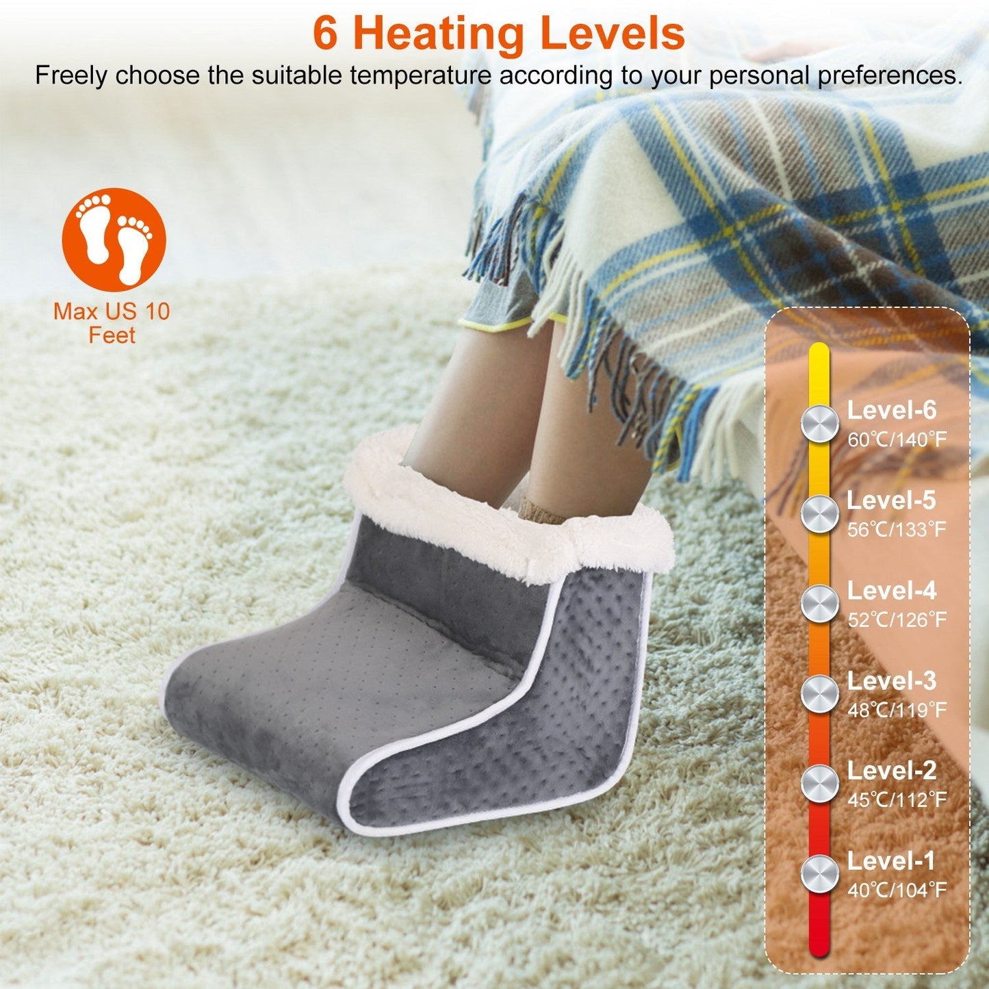Rynx | Electric Heating Blanket for Feet with 6 Heat Settings 4 Timer Settings