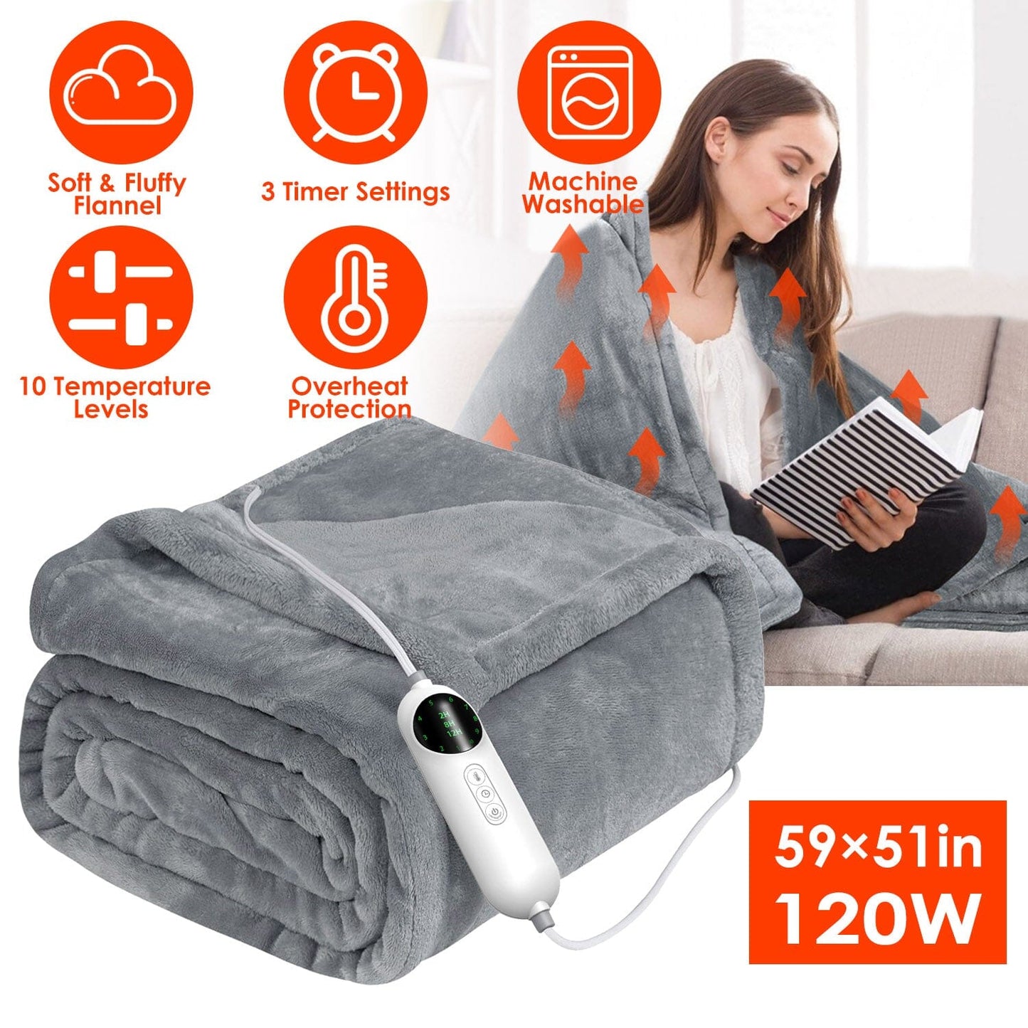 Rynx | Electric heated throw Flannel heated blanket