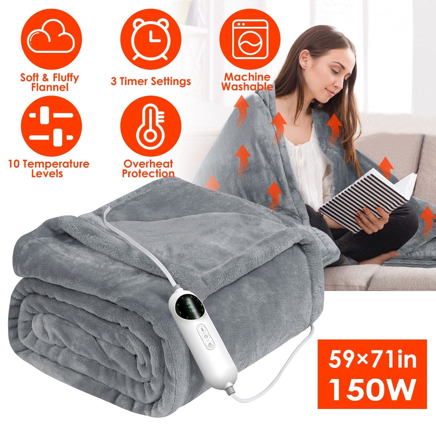 Rynx | Electric heated throw Flannel heated blanket