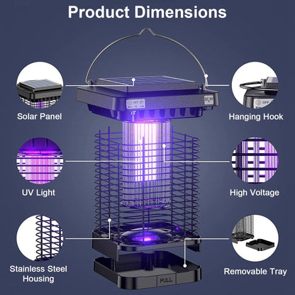 Rynx | Electric solar-powered insect zapper lamp IP65 waterproof for indoor and outdoor