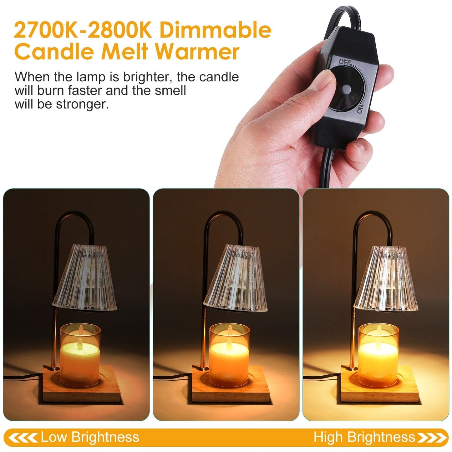 Rynx | Electric wax melter lamp dimmable with 2 GU10 bulbs 3-7in adjustable height 360º rotatable