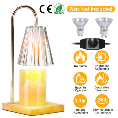 Rynx | Electric wax melter lamp dimmable with 2 GU10 bulbs 3-7in adjustable height 360º rotatable