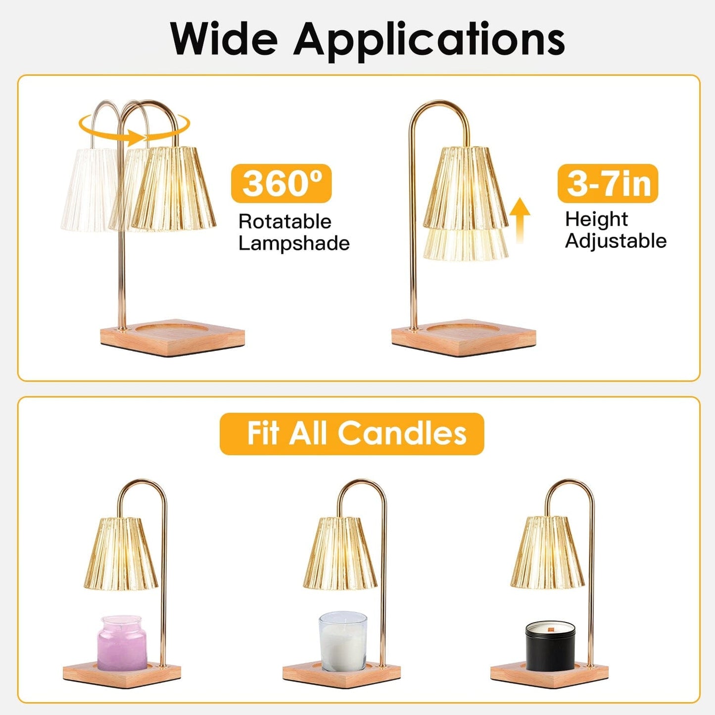 Rynx | Electric wax melter lamp dimmable with 2 GU10 bulbs 3-7in adjustable height 360º rotatable