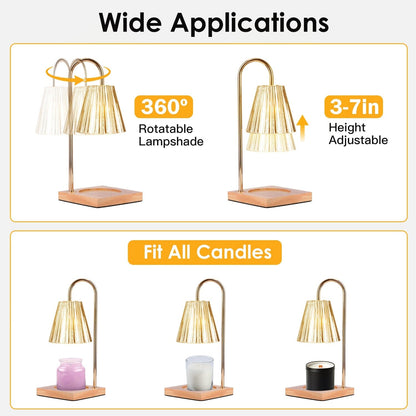 Rynx | Electric wax melter lamp dimmable with 2 GU10 bulbs 3-7in adjustable height 360º rotatable