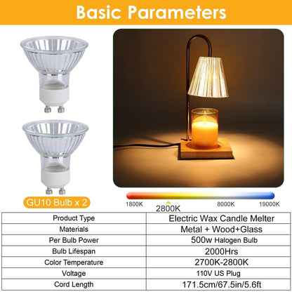 Rynx | Electric wax melter lamp dimmable with 2 GU10 bulbs 3-7in adjustable height 360º rotatable