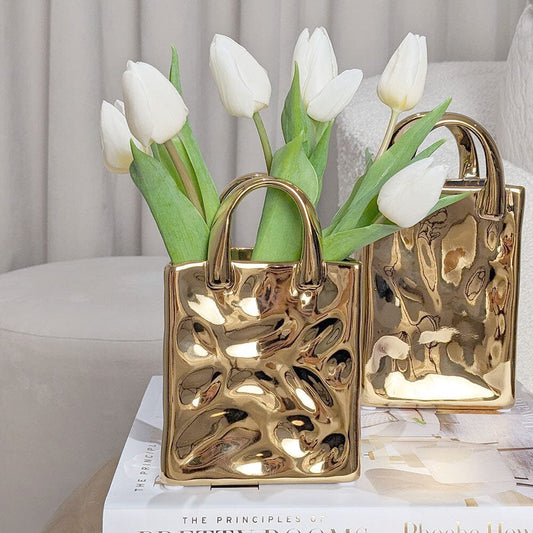 Rynx | Elise Mini Gold Handbag Decorative Vase