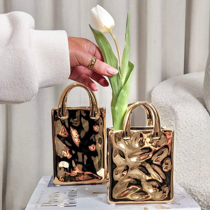 Rynx | Elise Mini Gold Handbag Decorative Vase