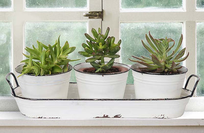 Rynx | Enamel plant pots with saucer Set of 3