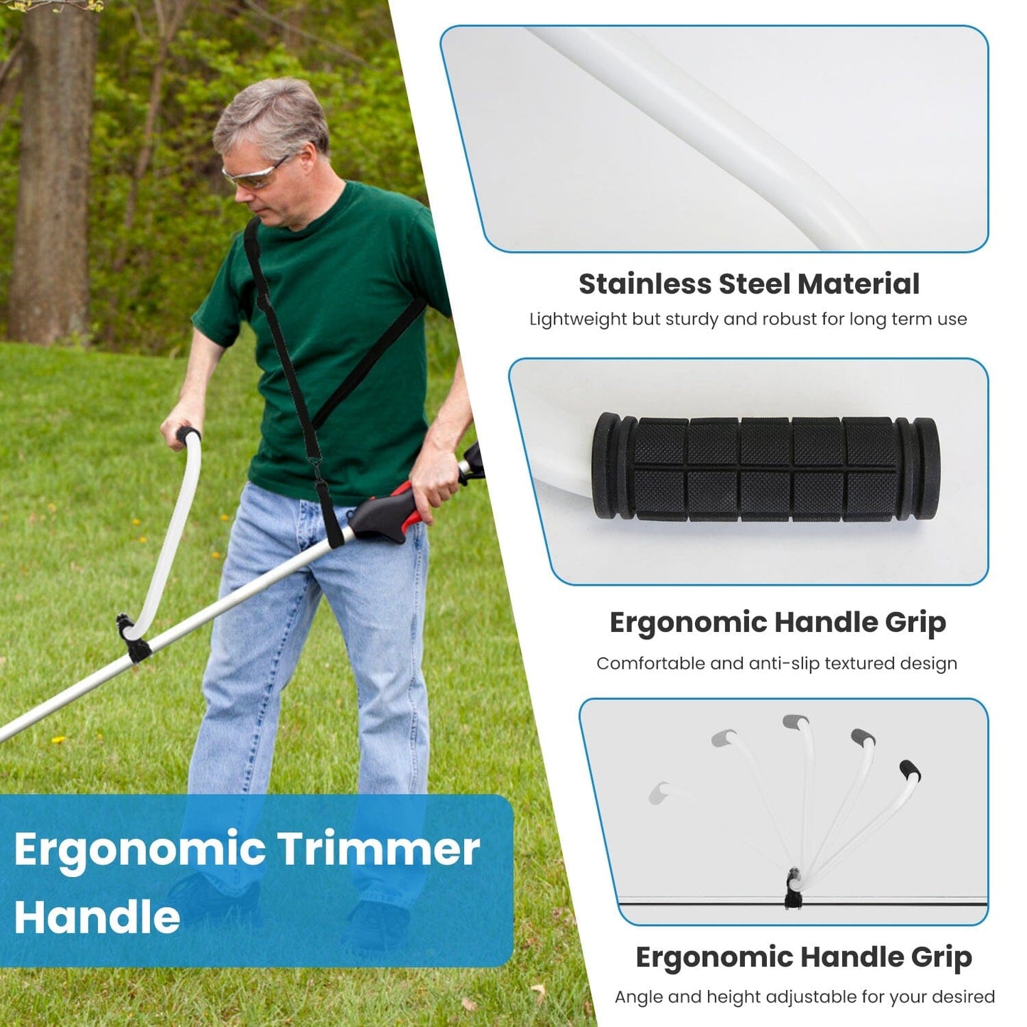 Rynx | Ergonomic Trimmer Handle Grip with Shoulder Strap