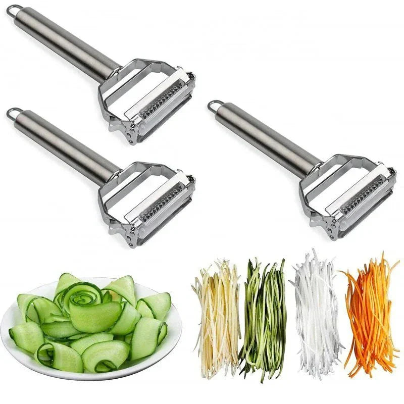 RYNX | Ultra-Sharp Stainless Steel Multifunctional Vegetable Slicer & Julienne Cutter Potato Carrot Grater 3 pieces