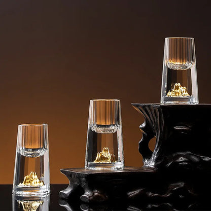 Rynx | Luxury Crystal Glass Double Bottom Gold Foil Teacup