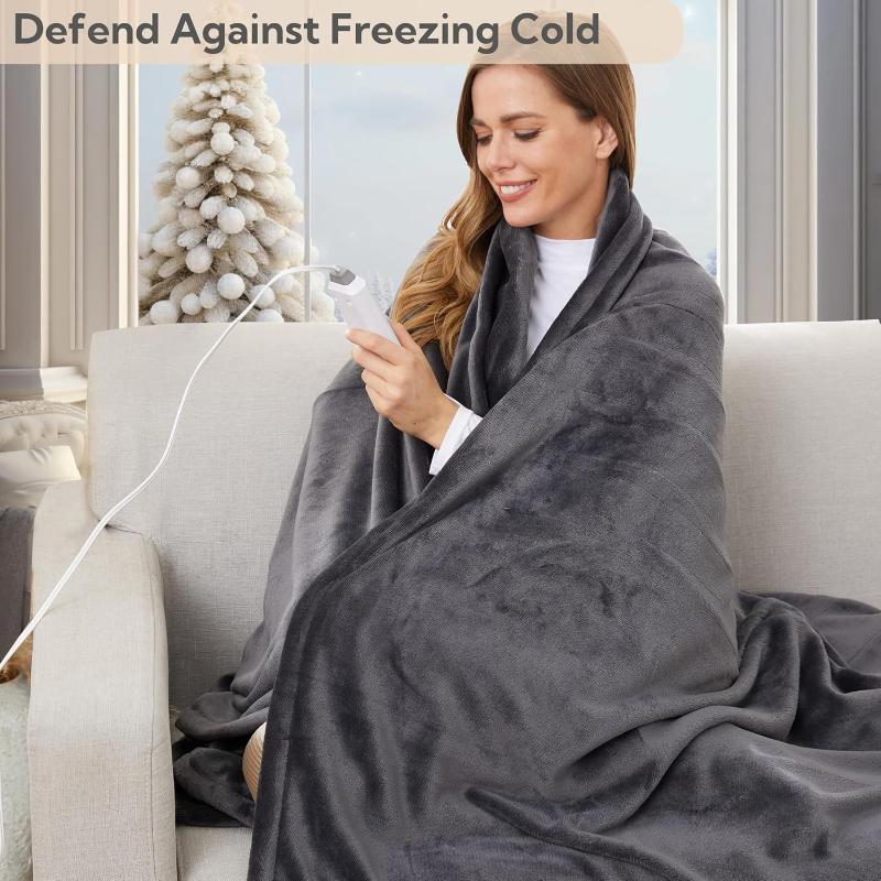 Rynx | Heated electric throw blanket, cozy flannel heating blanket with 4 heat settings