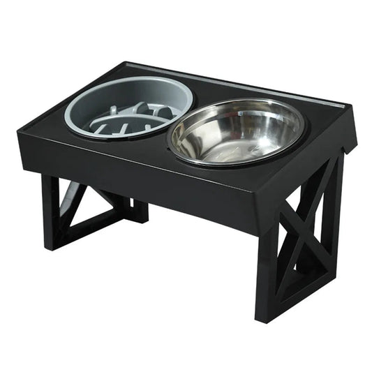 Rynx | Adjustable double elevated dog bowls with slow feeder and slip-resistant stand