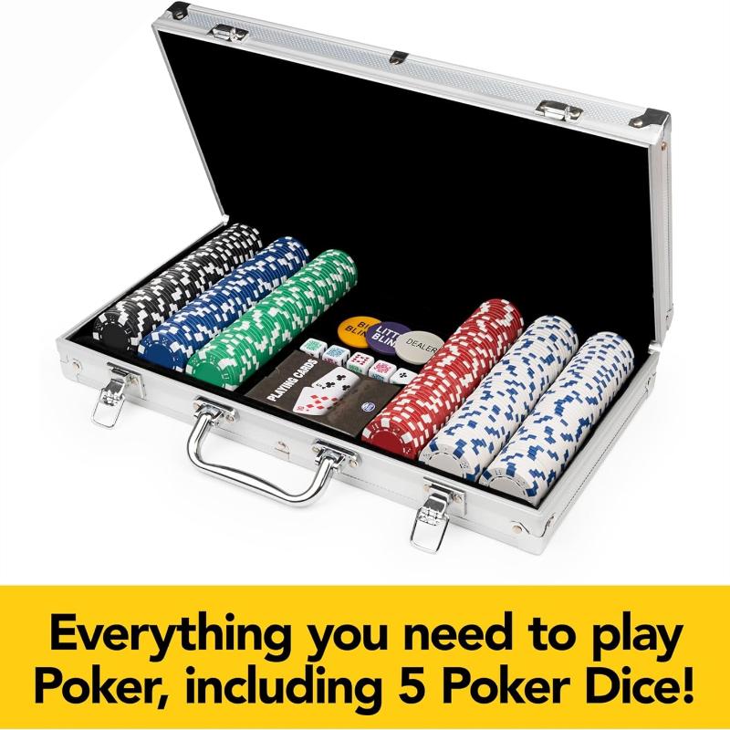 Rynx | 300-piece Poker Set with Aluminum Carry Case & Professional Weight Chips & Poker Dice