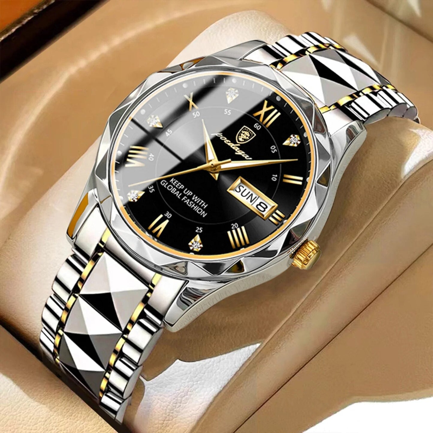 Rynx | Luxury Stainless Steel Quartz Men's Watch with Luminous Date Week Display
