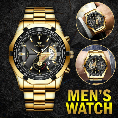 Rynx | Waterproof Gold Men's Watch Classic Stainless Steel Quartz Wristwatch For MEN