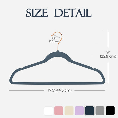 Rynx | 20/30/60 Pack Velvet Hangers - Premium Non-Slip Felt Hangers with Sturdy Black/White Finish - Heavy Duty Coat and Suit Hangers with Space-Saving 360° Rotating Rose Gold/Galvanized Metal Hook