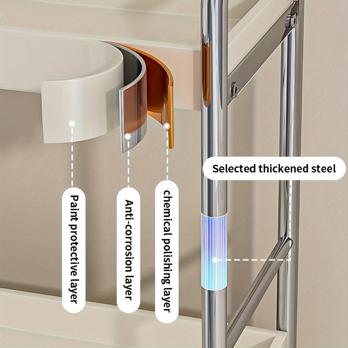Rynx | Elegant milk-white stainless steel spice organizer with drawers, cutting board, and utensil holder for residential and commercial kitchens