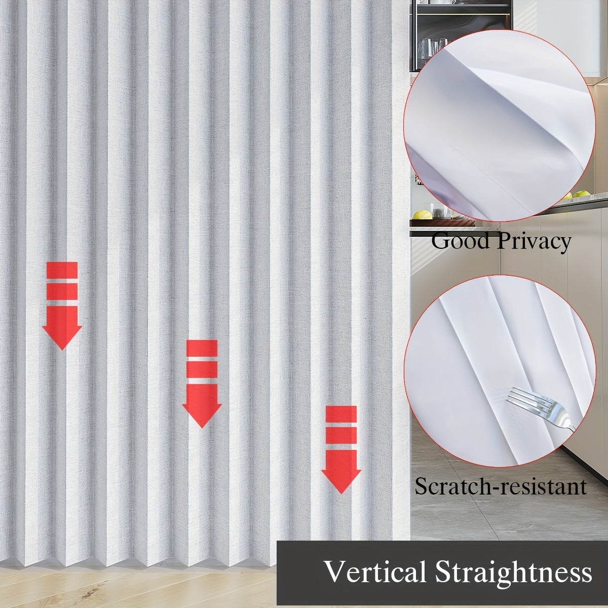 Rynx | Waterproof and Scratch-Resistant Folding Door Curtain - Versatile for Kitchen, Office, Dining Room, Living Room, Bedroom | Invisible Partition, Easy Care, Polyester and Oxford Fabric, All-Season Modern Style with Magnetic Closure