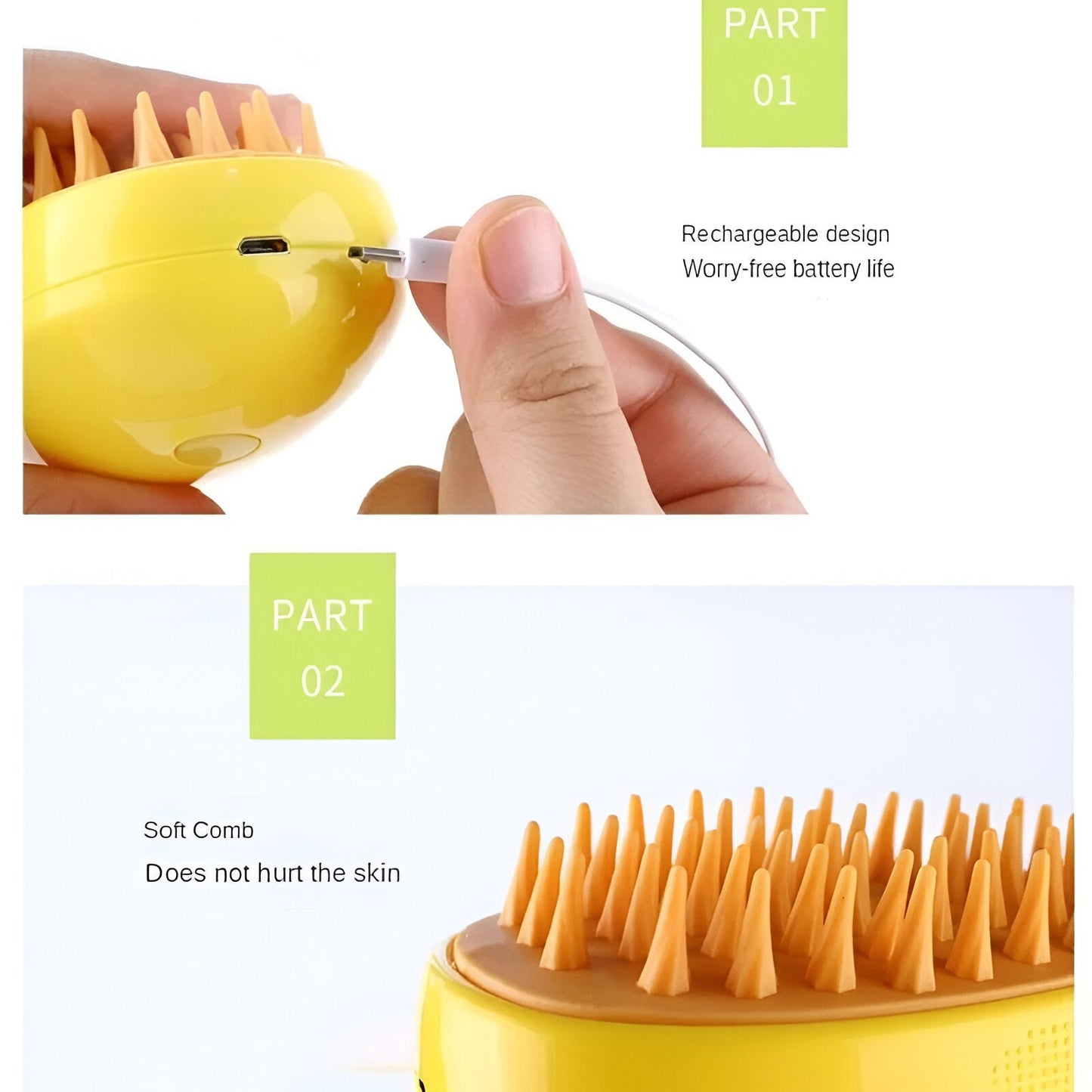 Rynx | Electric Spray Grooming Comb for Cats and Dogs with Soft Silicone Brush