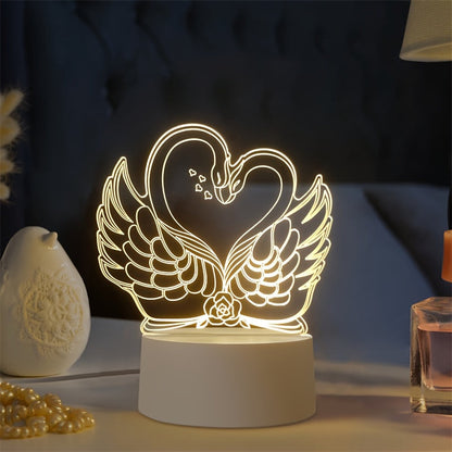 Rynx | Swan Light - USB Powered 3D LED Table Lamp with Acrylic Frame