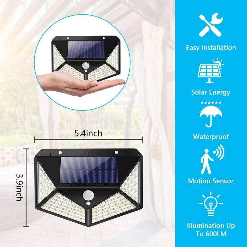Rynx | 6 Pack Motion Sensor Security Light 100LED, Uibetux IP65 Waterproof Solar Wireless Garden Lighting with 270° Wide Angle