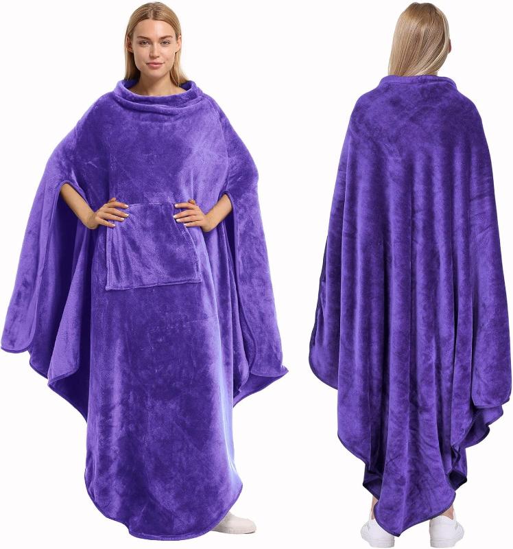 Rynx | Fleece Carry Blanket Poncho - Warm Cozy Travel Wrap Cape