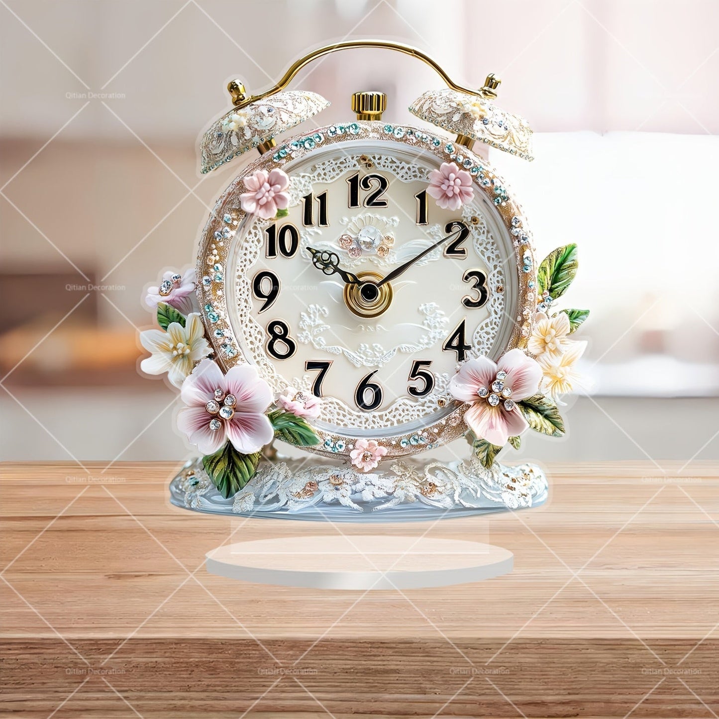 Rynx | GlamTime - Luxury Acrylic Flower Alarm with Gemstone Accents