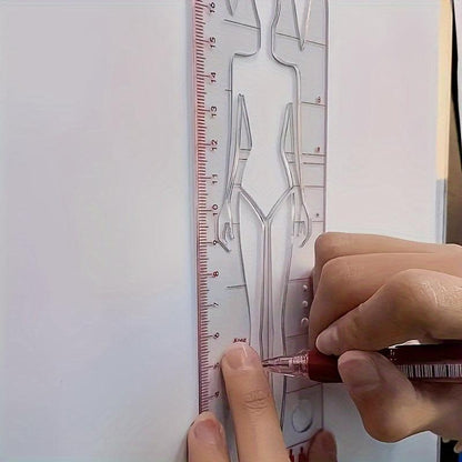 Rynx | Fashion Sketching Acrylic Ruler and Design Template for Tailoring Excellence